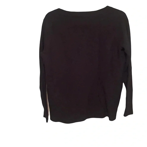 roz & Ali black crew neck sweater size medium side zip accent - Picture 2 of 4